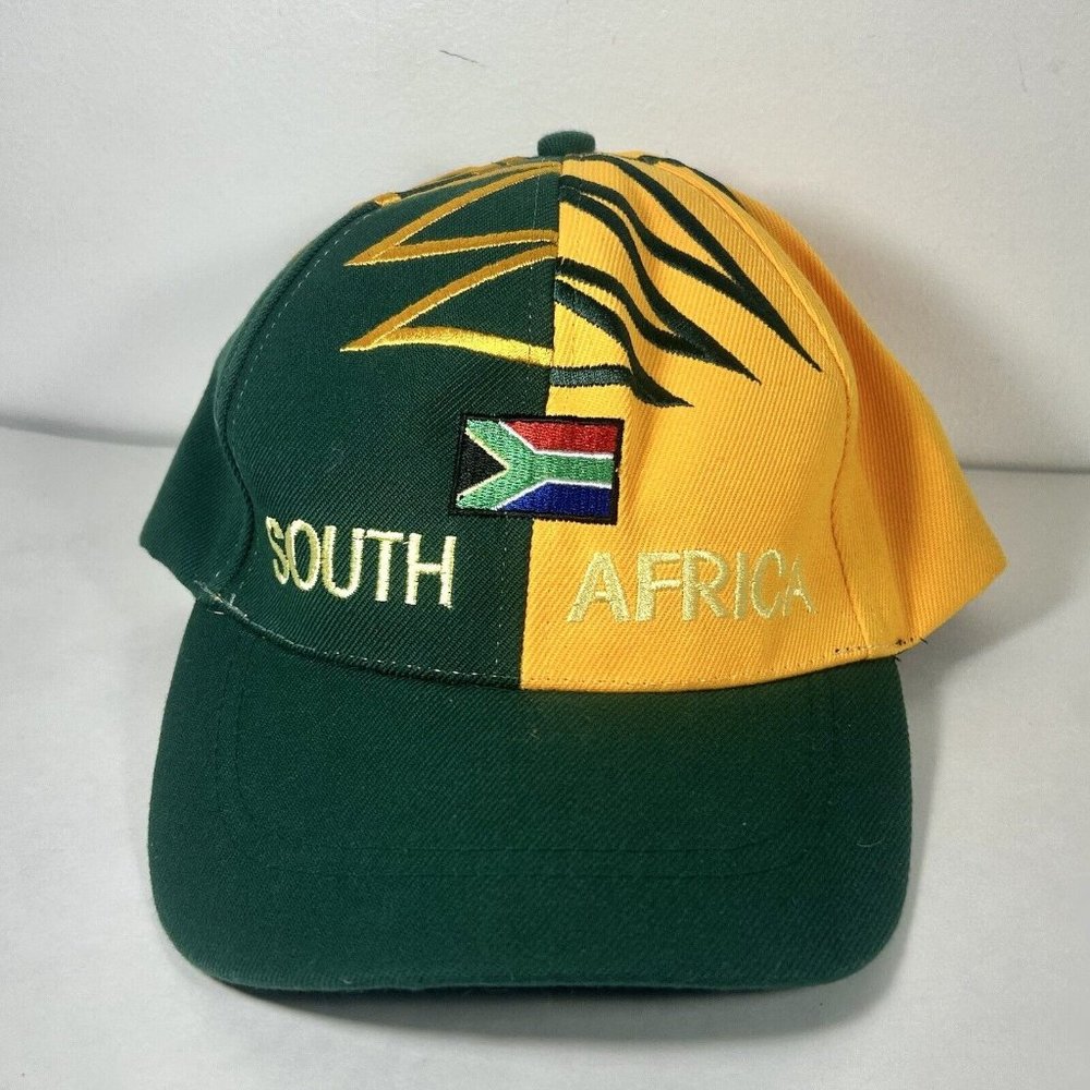 Vintage South Africa Flag Baseball Hat Cap Adjustable WOOL Blend Zig Zag